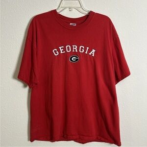 Vintage Georgia Bulldogs Embroidered Jerzees High Cotton Men’s XL T-Shirt Red